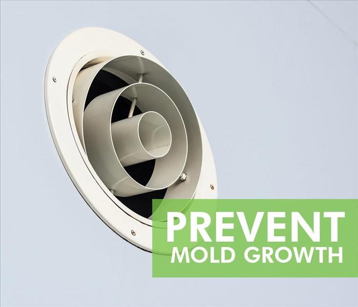 Bathroom fan with the phrase Prevent Mold Growth