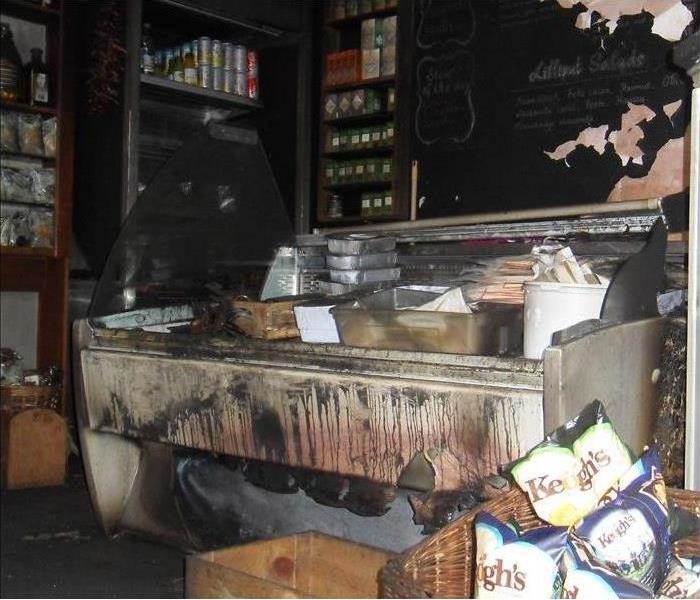 A business premises with fire damage
